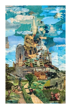 "Arkitekturens BabelstÃ¥rn" - Niels Ole Lund/1970 - Collage - 100*65 cm